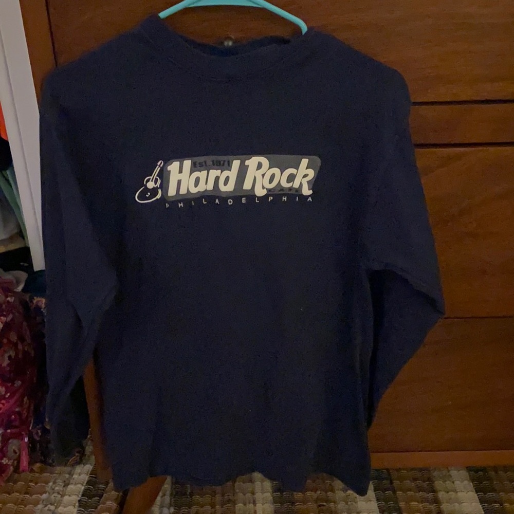 medium dark blue hard rock cafe long sleeve shirt